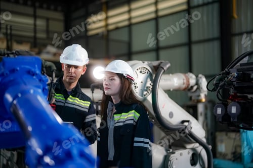 Preview: Engineer testing a robotic production simulator in robotics research facility