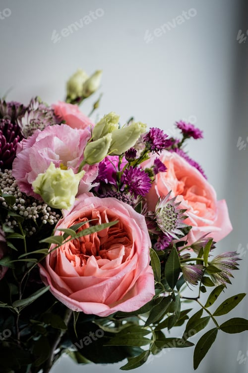 Preview: colorful bouquet/ flowers / roses and greens