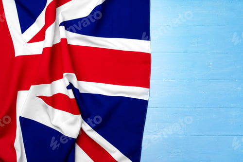 Preview: Flag of United Kingdom on wooden background