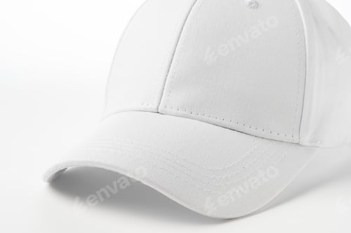 Preview: White Baseball Cap on White Background