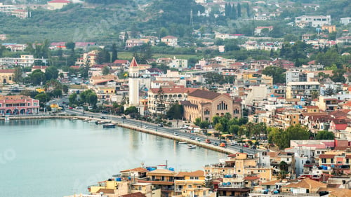 Preview: Aerial drone view of the Ionian Sea port of Zakynthos, Greece