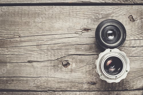 Preview: retro camera lenses on the table