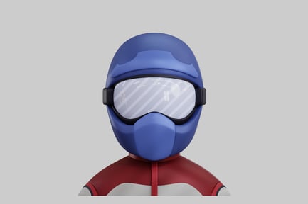 Preview: Cartoon racer with blue helmet