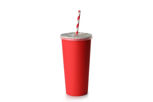 Preview: Red paper cup with straw isolated on white background