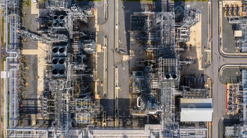 Preview: Oil and gas refinery plant form industry zone, Aerial view oil and gas industrial
