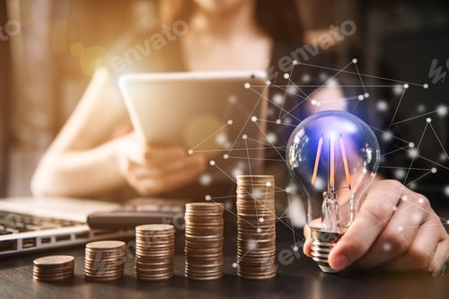 Preview: businessman hand holding lightbulb