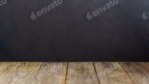Preview: Blank black Chalkboard Background. Empty Wooden table. back to school concept.