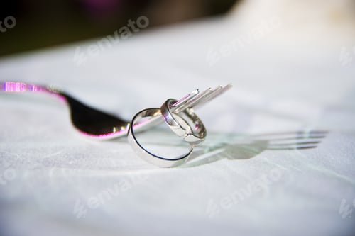 Preview: Wedding rings isolated and with space for text.