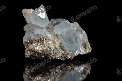 Preview: Macro mineral stone Aquamarine on a black background