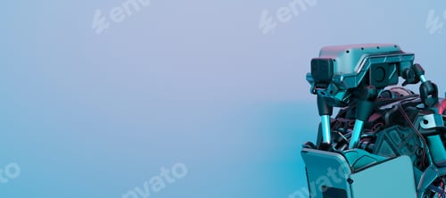 Preview: Futuristic banner with robot and copy space for your text. Artificial intelligence