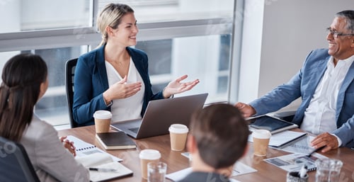 Preview: Business meeting, finance and people talking, planning budget and report for company revenue and jo