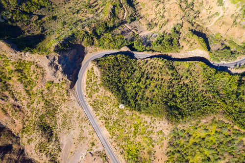 Preview: Aerial view of Serra Malagueta natural parc in Santiago island i