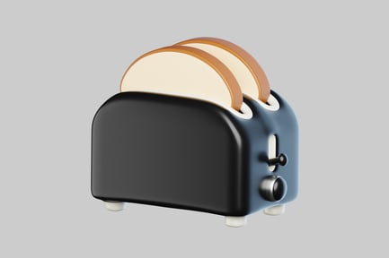 Preview: Retro black toaster with bread