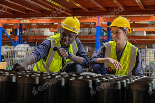 Preview: Store clerks inspect products, warehouses, industrial and logistics supply chains.