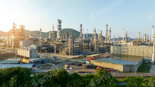 Preview: Oil Refinery Gas Chemical Equipment Prodiction import export Concept, Crude