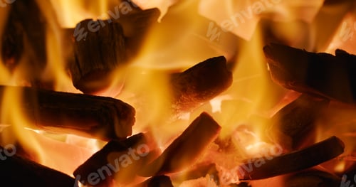 Preview: Charcoal fire flame in the BBQ time