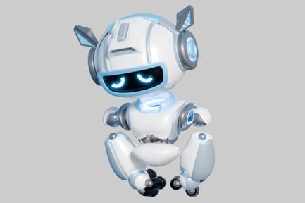 Preview: A futuristic robot with glowing blue eyes.