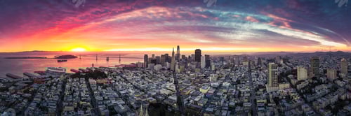 Preview: Aerial Panoramic View of San Francisco Skyline at Sunrise