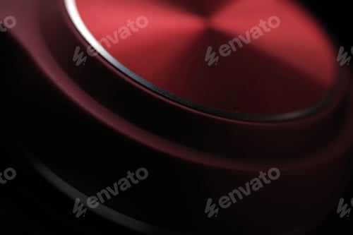 Preview: Close-up view of the red geometric shape of the hi-tech object