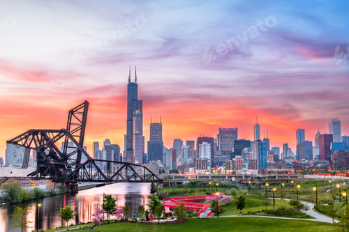 Preview: Chicago, Illinois, USA Park and Downtown Skyline