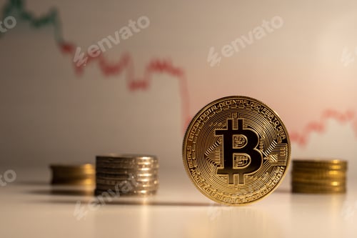 Vista previa: Moneda de oro con símbolo de bitcoin