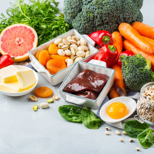Preview: Balanced clean eating nutrition, food rich in vitamin a