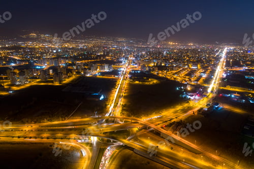 Aerial Night View City