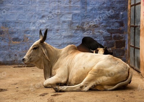 Preview: Cow on the street of famous blue city Jodhpur, India.