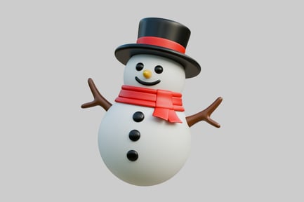 Preview: Cartoon snowman with hat and scarf