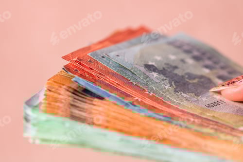 Preview: Close Up of Stacked Euro Currency Banknotes