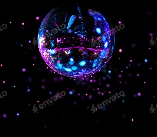 Preview: Colorful disco mirror ball light spots