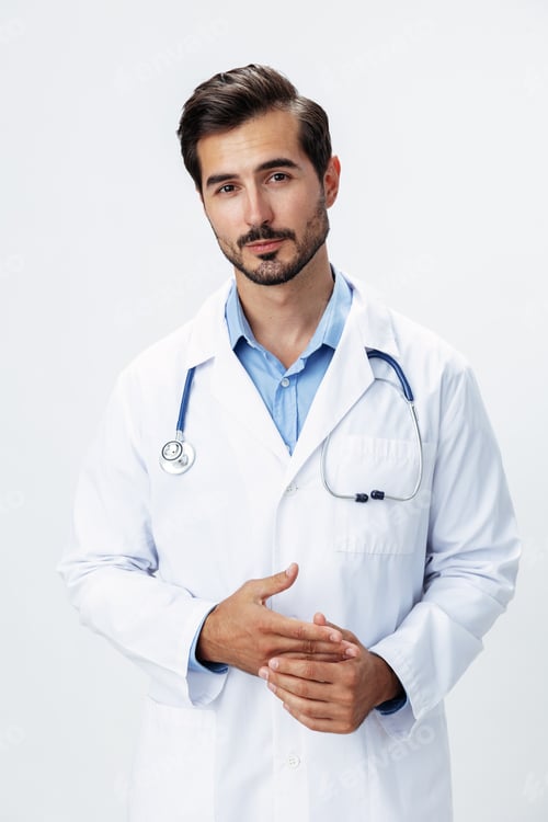 Preview: Medical Professional in Lab Coat and Stethoscope