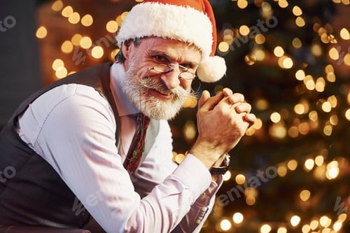Preview: Portrait of stylish senior with grey hair and beard in jacket