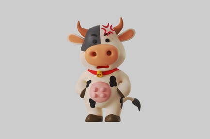 Preview: Cartoon annoyed cow character