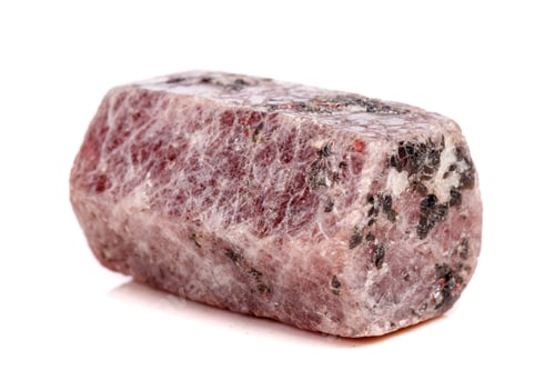Preview: Macro mineral stone Ruby in the breed a white background