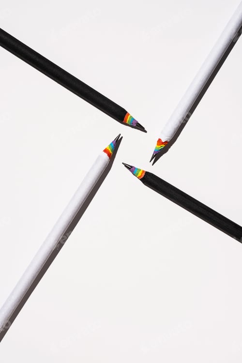 Preview: Sharp pencils minimalist flat lay.