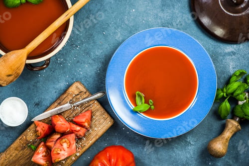 Preview: Healthy eating, fresh creamy gazpacho or tomato soup