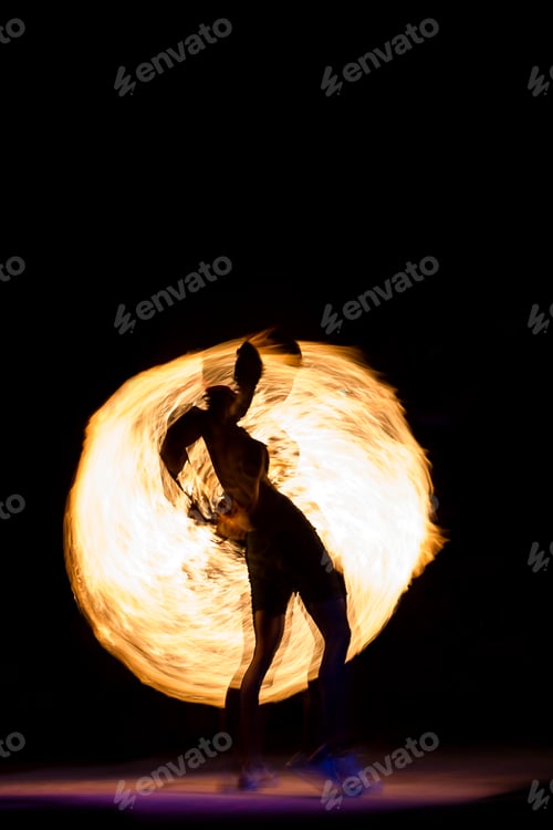 Preview: Fire Show at night on Phi Phi Island,