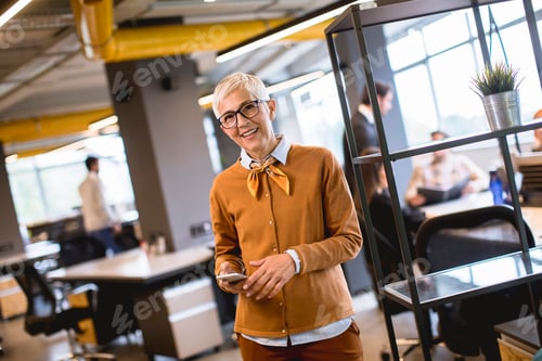 Preview: Senior businesswoman standing in office
