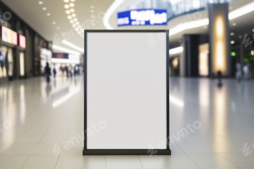 Preview: Blank empty billboard in avenue mall, shopping center, place for a text or montage