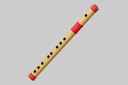 Preview: Simple bamboo flute with red wraps