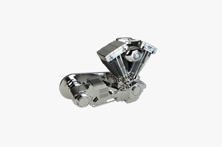 Preview: Two-cylinder motorcycle engine, side view