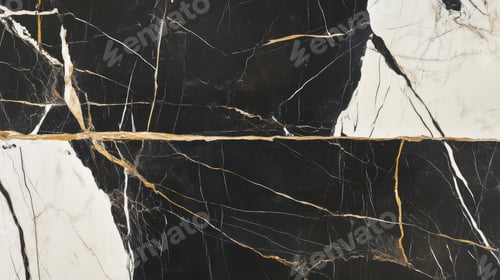 Preview: Elegant black and white marble background with striking gold veining