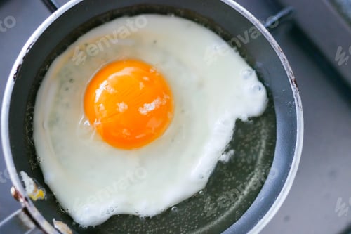 Preview: Fried eggs in the pan close up ,
