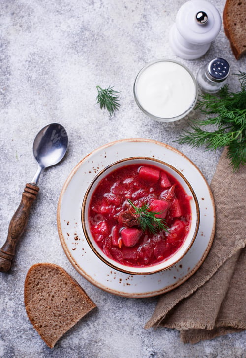 Preview: Traditional Ukrainian beetroot soup borsch
