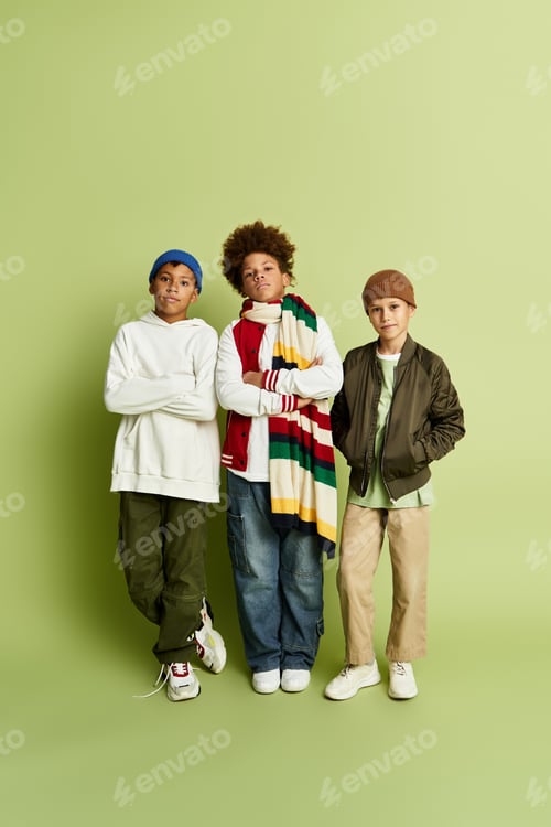 Preview: Stylish little boys showcase vibrant friendships in fashionable attire