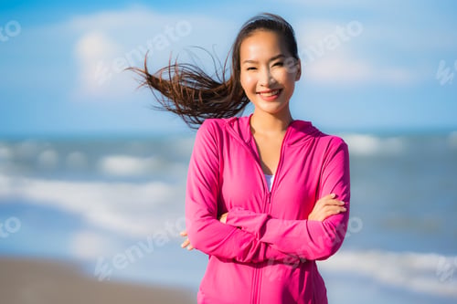 Preview: Portrait beautiful young asian woman running or exercise on the