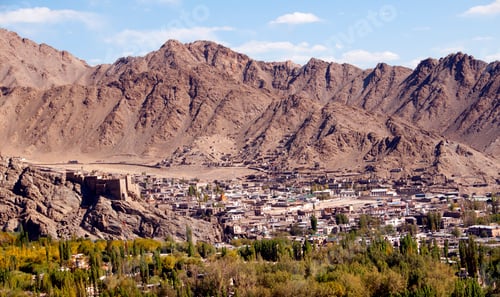 Preview: Aerial view of Leh city, Ladakh, India