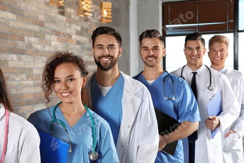 Preview: Team of medical workers in hospital. Unity concept