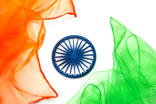 Preview: Indian Independence Day concept background with Ashoka wheel